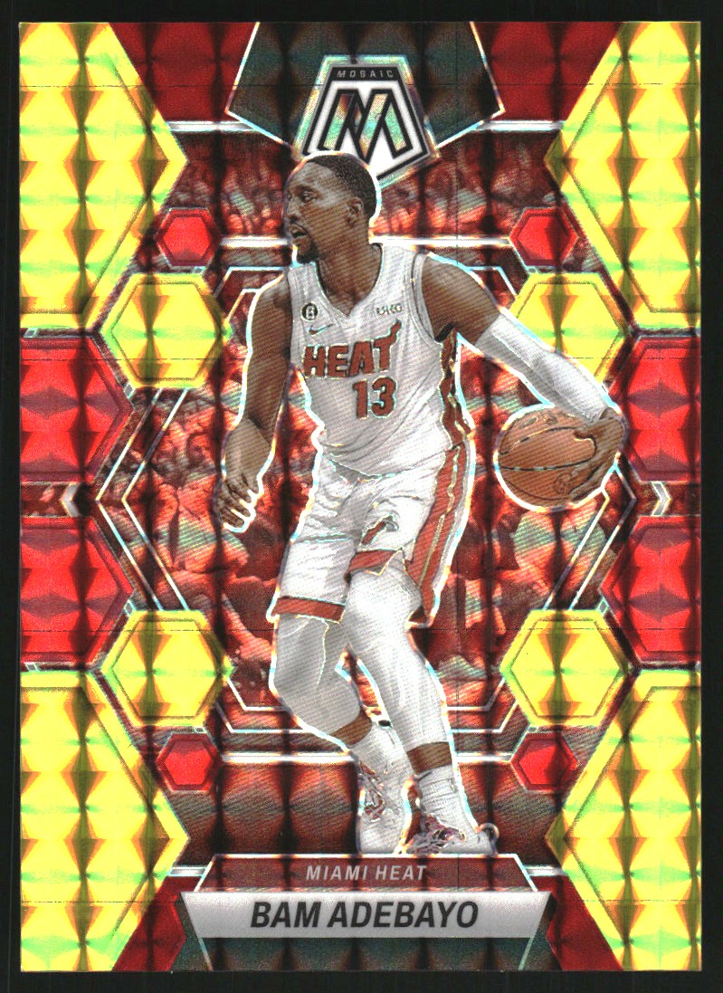 2022-23 Panini Mosaic Mosaic Choice Fusion Red and Yellow #78 Bam Adebayo