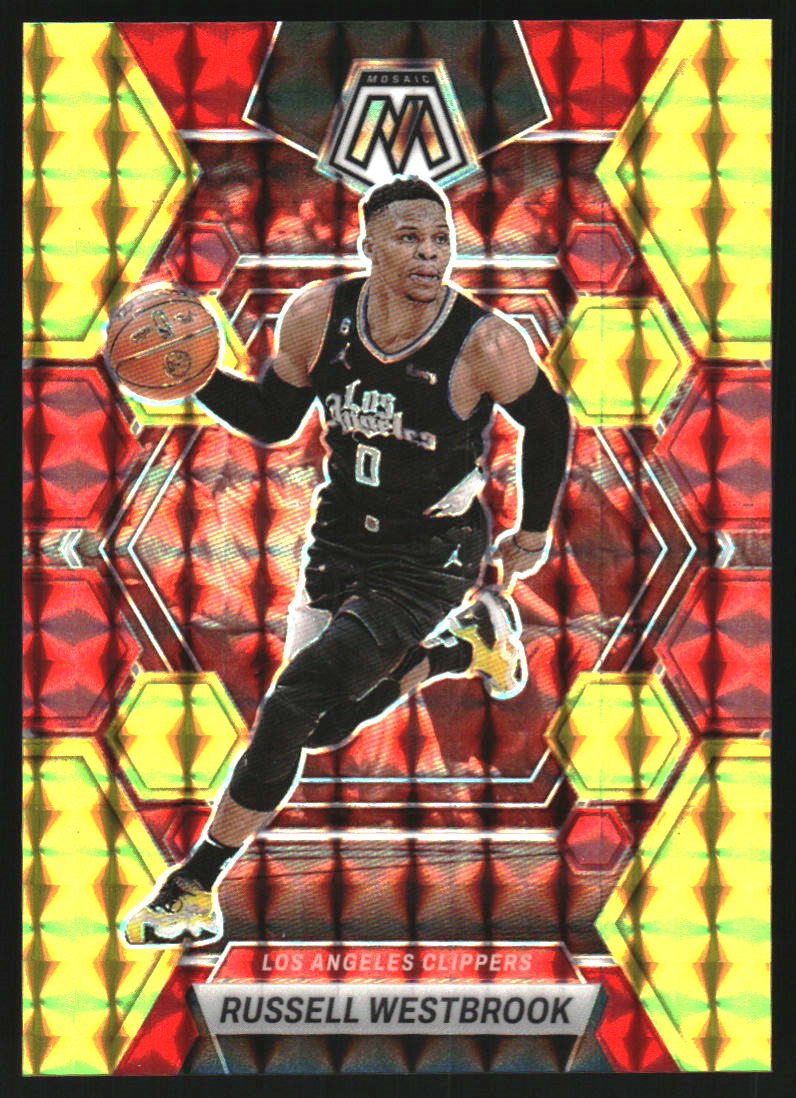 2022-23 Panini Mosaic Mosaic Choice Fusion Red and Yellow #164 Russell Westbrook