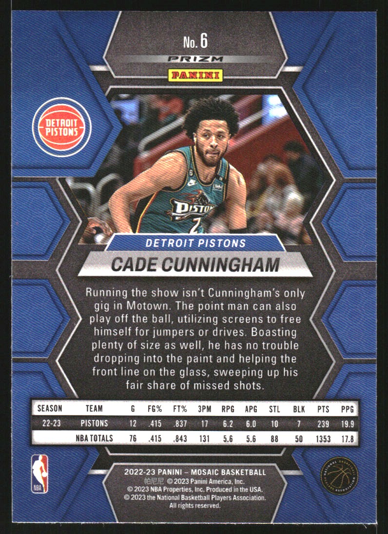 2022-23 Panini Mosaic Mosaic Red Wave #6 Cade Cunningham