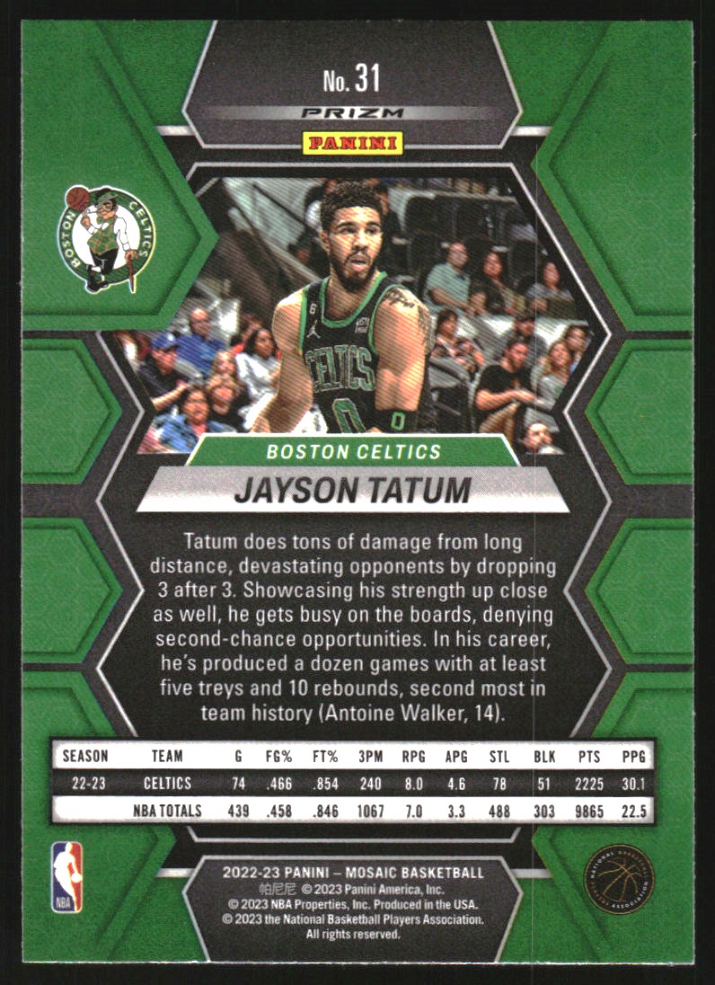2022-23 Panini Mosaic Mosaic Red Wave #31 Jayson Tatum