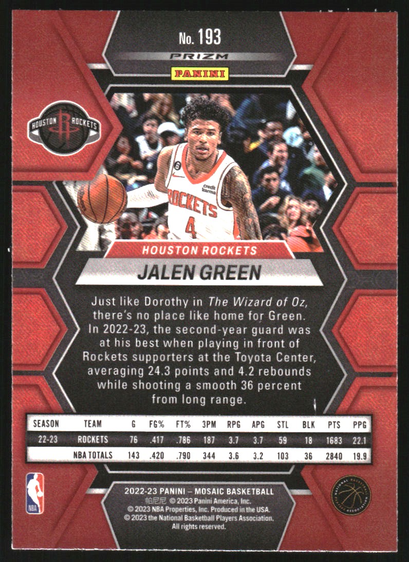 2022-23 Panini Mosaic Mosaic Red Wave #193 Jalen Green