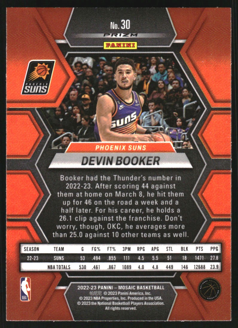 2022-23 Panini Mosaic Silver #30 Devin Booker