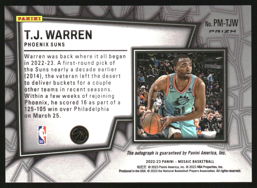 2022-23 Panini Mosaic Pictographs Mosaic Choice #35 T.J. Warren