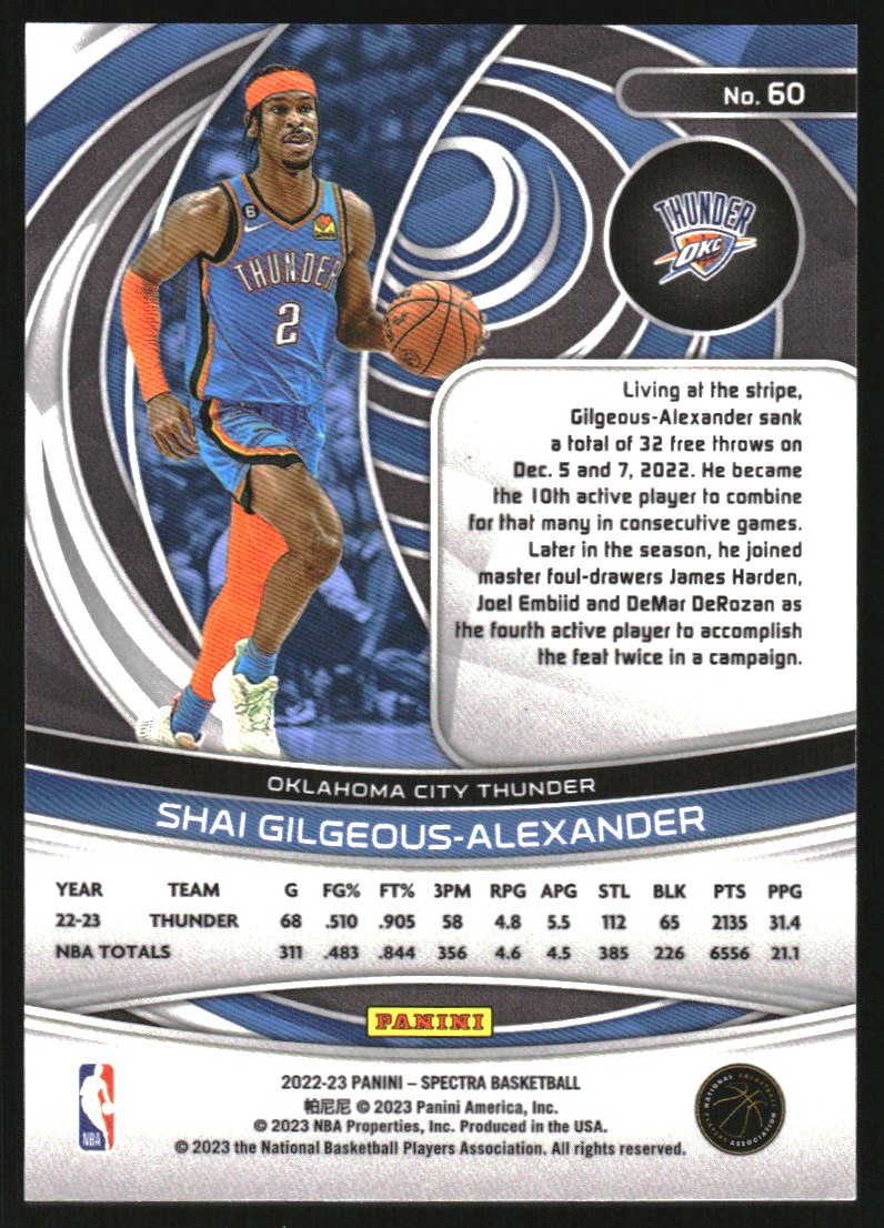 2022-23 Panini Spectra #60 Shai Gilgeous-Alexander