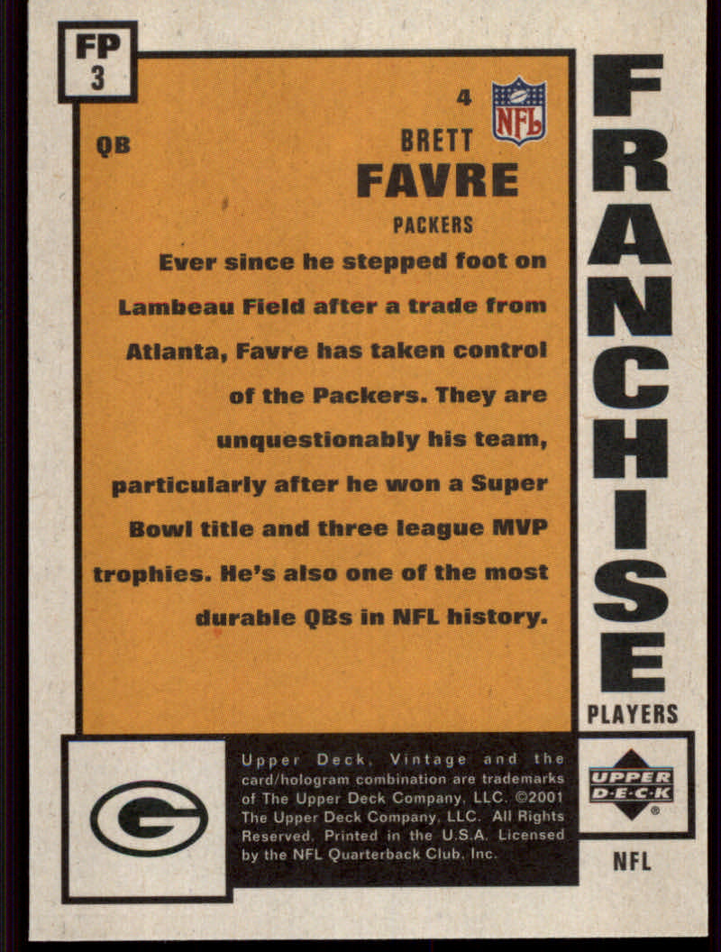 2001 Vintage (Upper Deck) Football "Insert" Cards - Picture 7 of 19