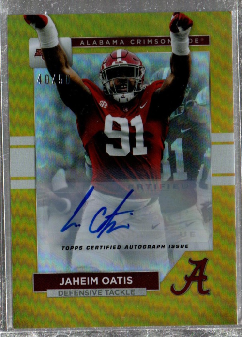 2023 Bowman University Alabama Autographs Gold #24 Jaheim Oatis
