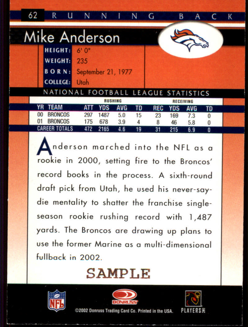 2002 Donruss Football "Parallel" Cards - Picture 17 of 19