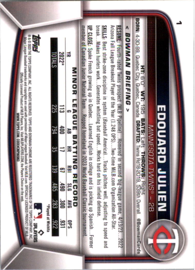 2023 Bowman Chrome Baseball Card Pick (Base) - Picture 3 of 199