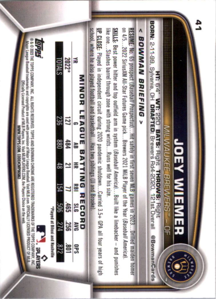 2023 Bowman Chrome Baseball Card Pick (Base) - Picture 83 of 199
