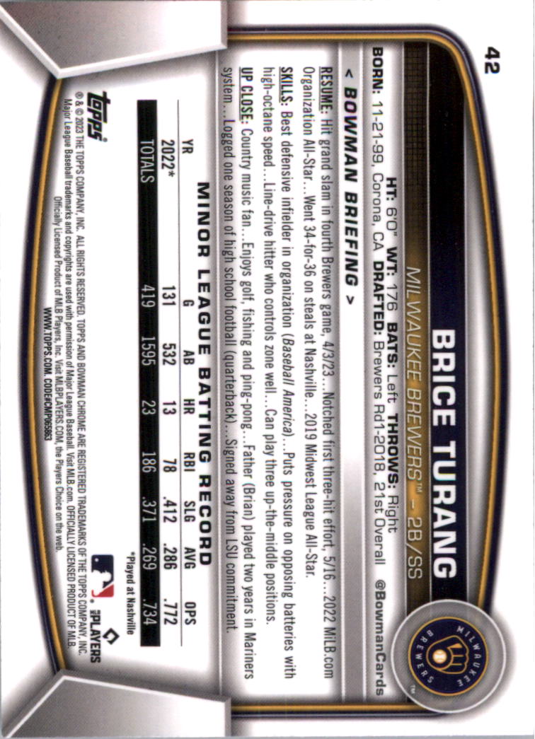 2023 Bowman Chrome Baseball Card Pick (Base) - Picture 85 of 199