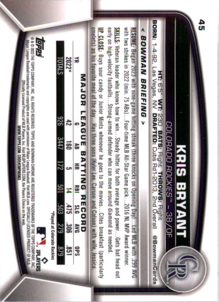 2023 Bowman Chrome Baseball Card Pick (Base) - Picture 89 of 199