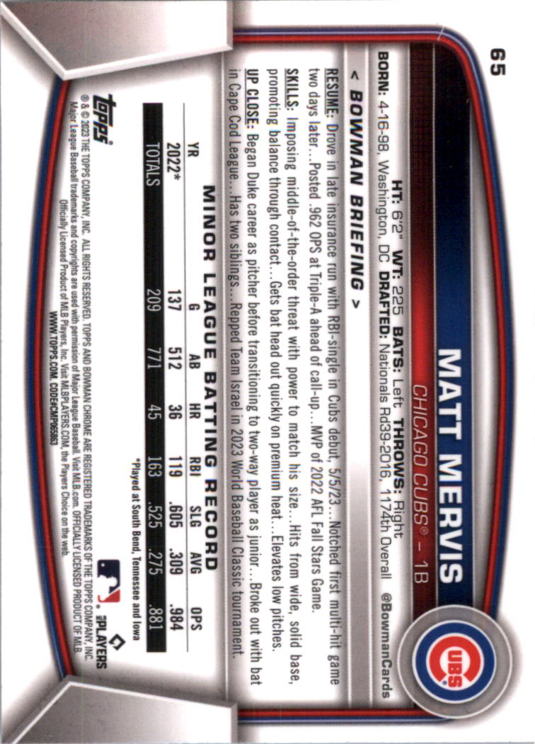 2023 Bowman Chrome Baseball Card Pick (Base) - Picture 129 of 199