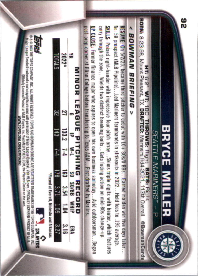 2023 Bowman Chrome Baseball Card Pick (Base) - Picture 183 of 199
