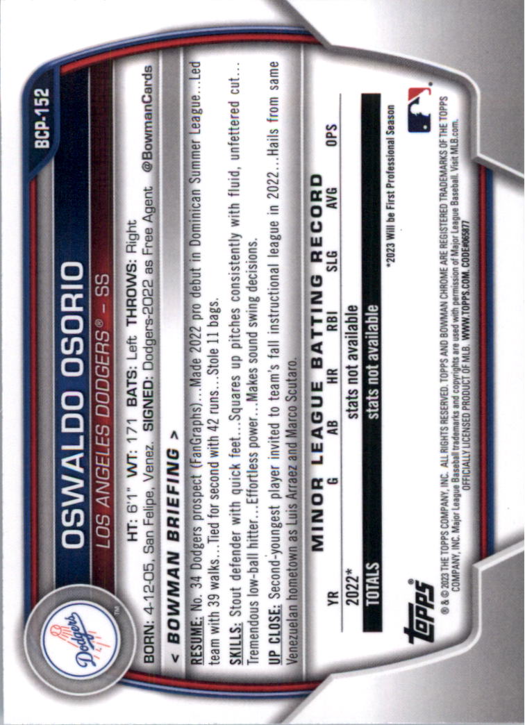 Selección de tarjeta de béisbol Bowman Chrome Prospects 2023 (base) - Imagen 255 de 438