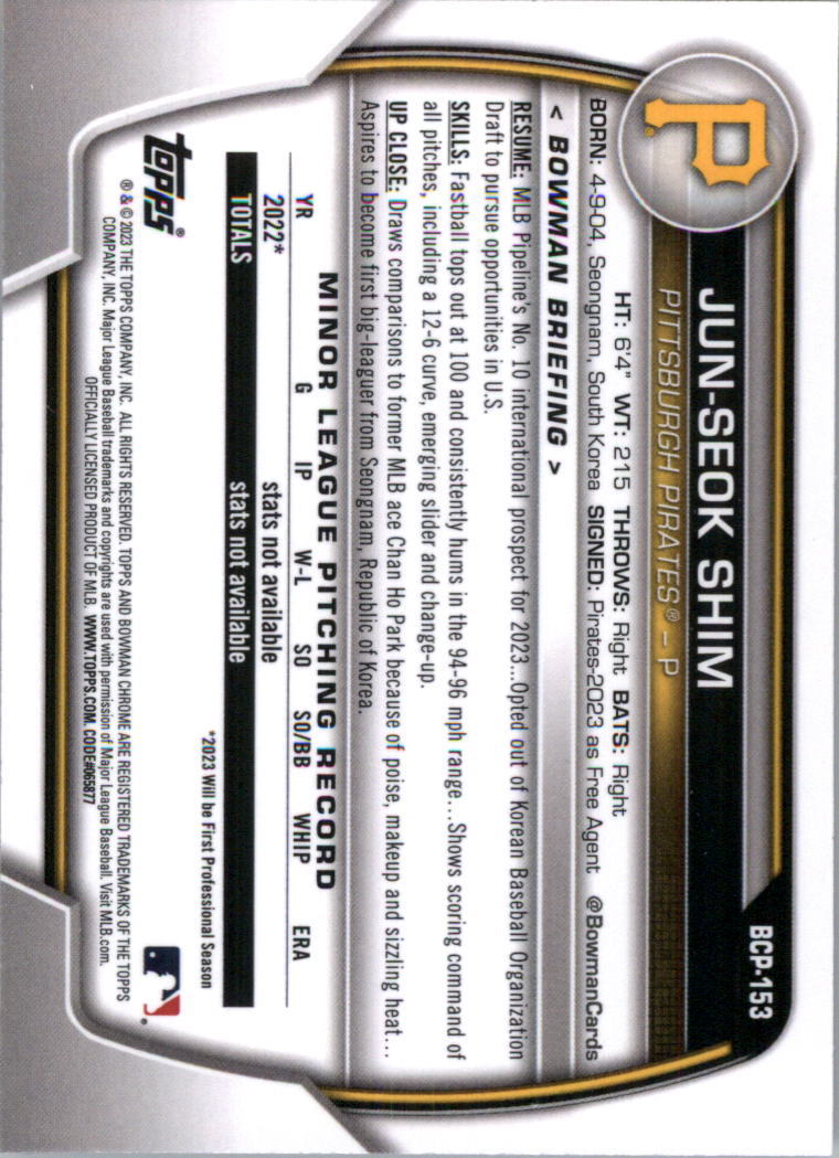 Selección de tarjeta de béisbol Bowman Chrome Prospects 2023 (base) - Imagen 257 de 438