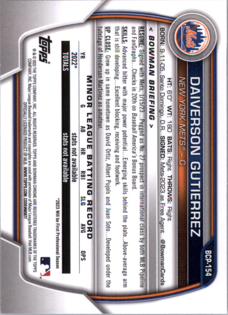 Selección de tarjeta de béisbol Bowman Chrome Prospects 2023 (base) - Imagen 259 de 438