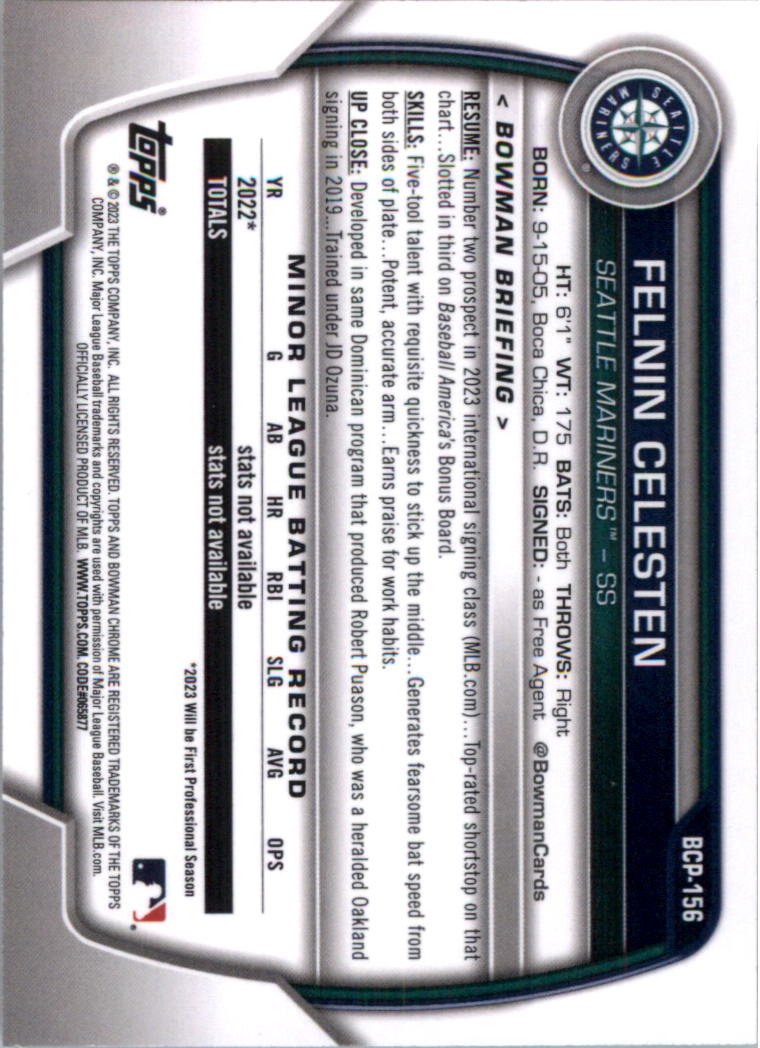 Selección de tarjeta de béisbol Bowman Chrome Prospects 2023 (base) - Imagen 263 de 438