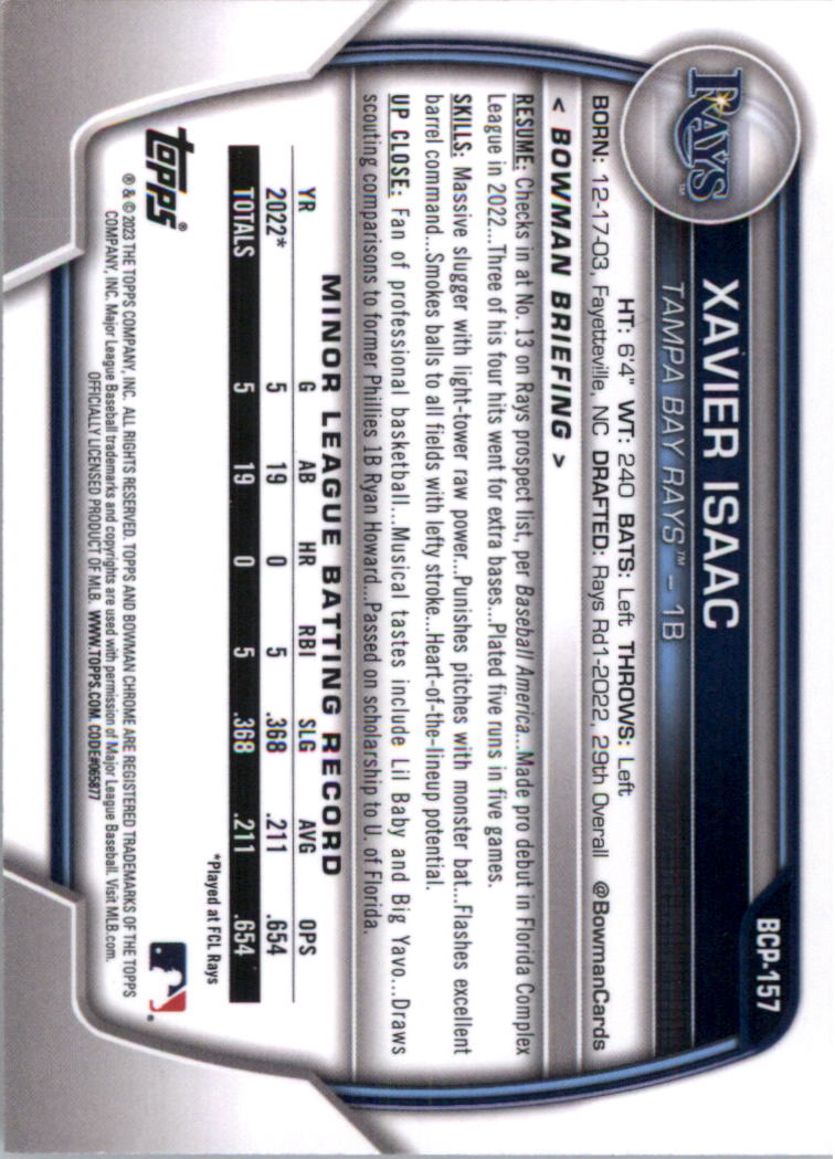 Selección de tarjeta de béisbol Bowman Chrome Prospects 2023 (base) - Imagen 265 de 438