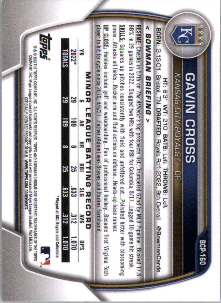 Selección de tarjeta de béisbol Bowman Chrome Prospects 2023 (base) - Imagen 269 de 438