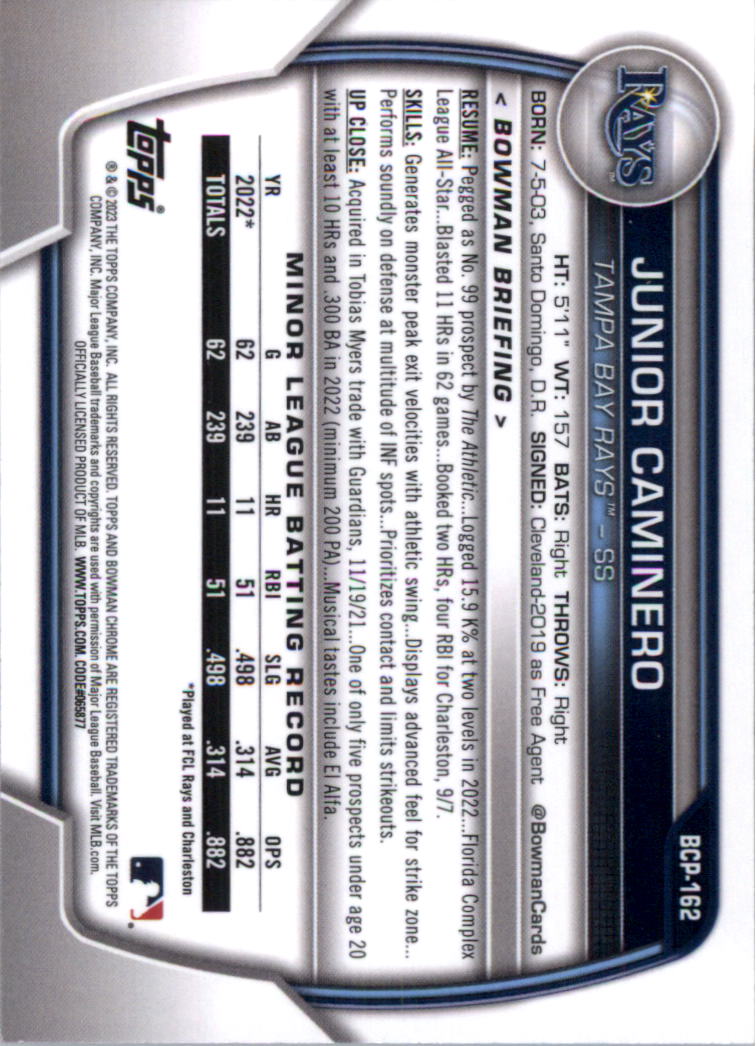 Selección de tarjeta de béisbol Bowman Chrome Prospects 2023 (base) - Imagen 273 de 438