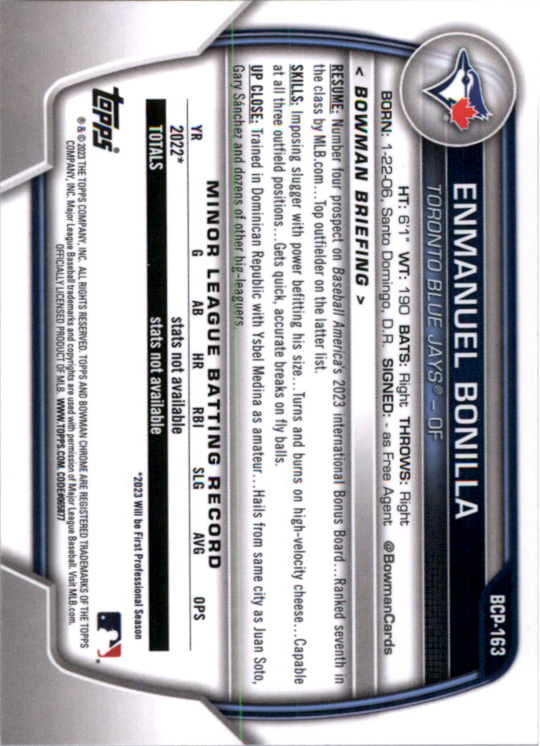 Selección de tarjeta de béisbol Bowman Chrome Prospects 2023 (base) - Imagen 275 de 438