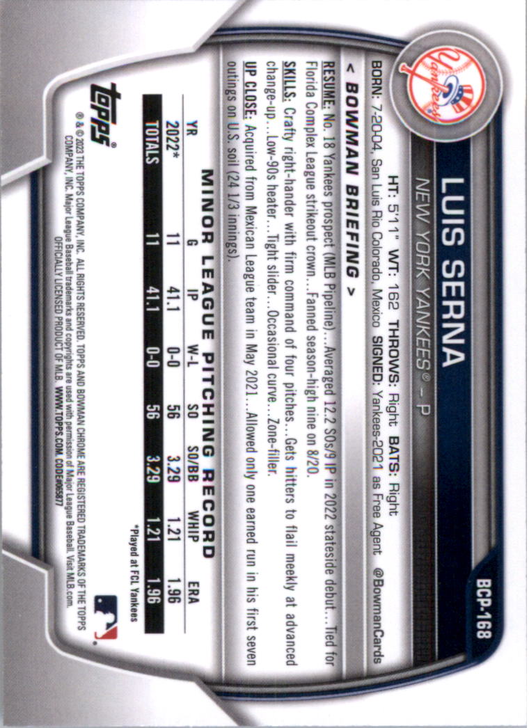 Selección de tarjeta de béisbol Bowman Chrome Prospects 2023 (base) - Imagen 285 de 438