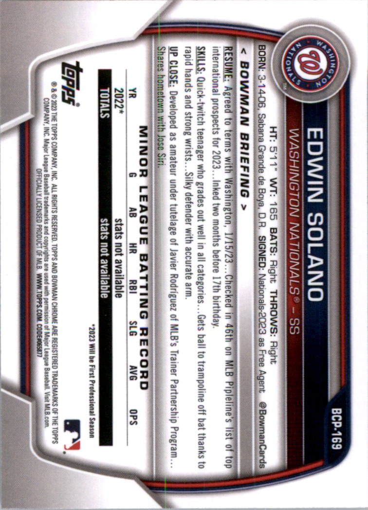 Selección de tarjeta de béisbol Bowman Chrome Prospects 2023 (base) - Imagen 287 de 438