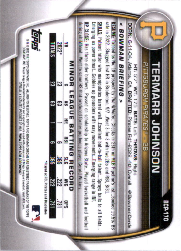 Selección de tarjeta de béisbol Bowman Chrome Prospects 2023 (base) - Imagen 289 de 438