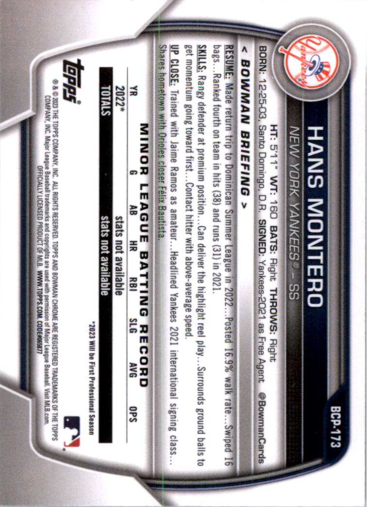 Selección de tarjeta de béisbol Bowman Chrome Prospects 2023 (base) - Imagen 293 de 438