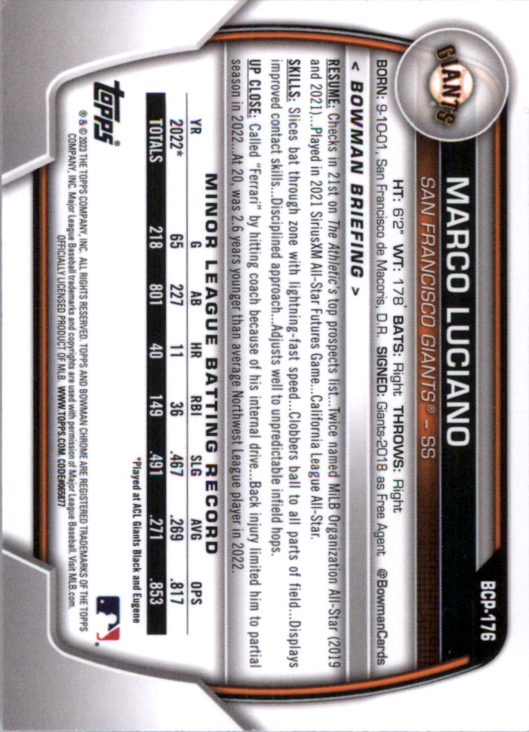 Selección de tarjeta de béisbol Bowman Chrome Prospects 2023 (base) - Imagen 299 de 438