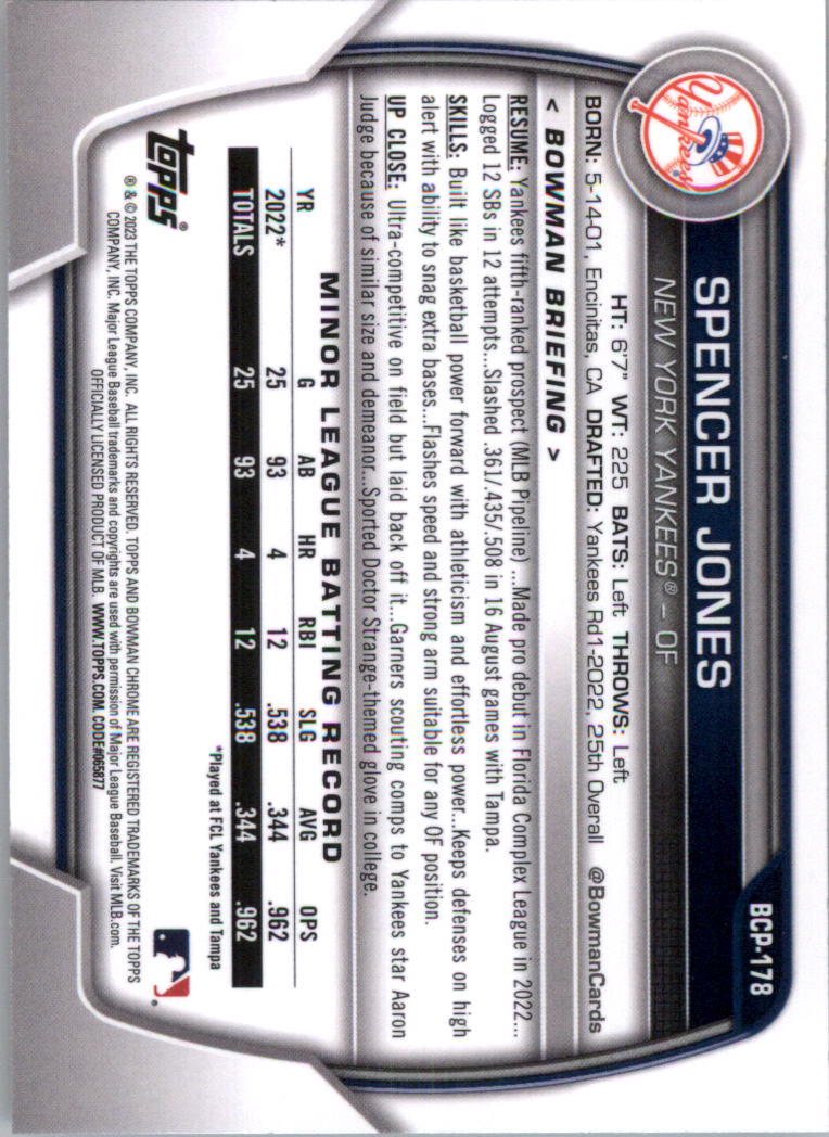 Selección de tarjeta de béisbol Bowman Chrome Prospects 2023 (base) - Imagen 302 de 438