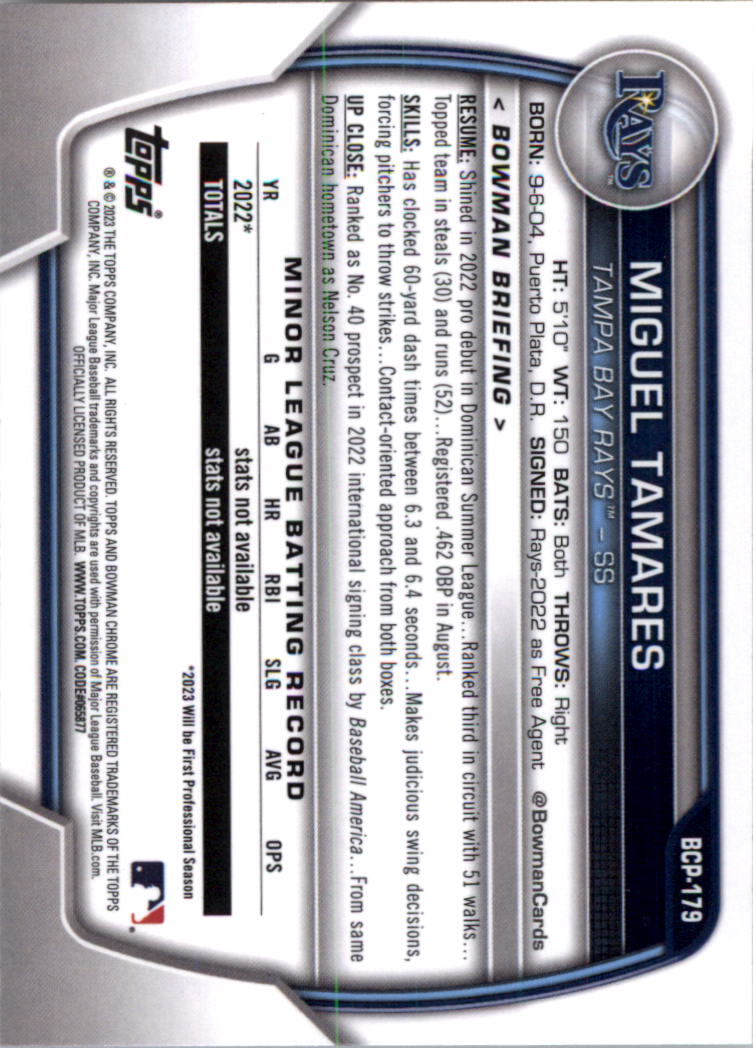 Selección de tarjeta de béisbol Bowman Chrome Prospects 2023 (base) - Imagen 304 de 438