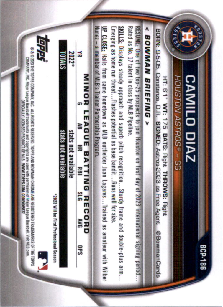 Selección de tarjeta de béisbol Bowman Chrome Prospects 2023 (base) - Imagen 318 de 438
