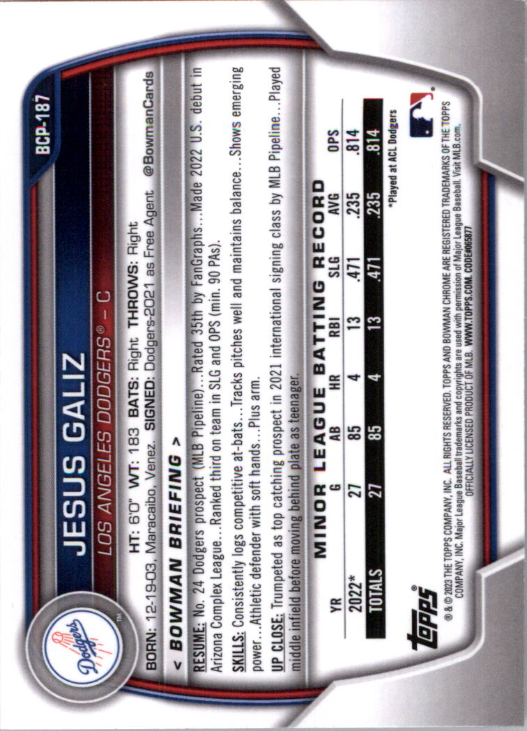 Selección de tarjeta de béisbol Bowman Chrome Prospects 2023 (base) - Imagen 320 de 438