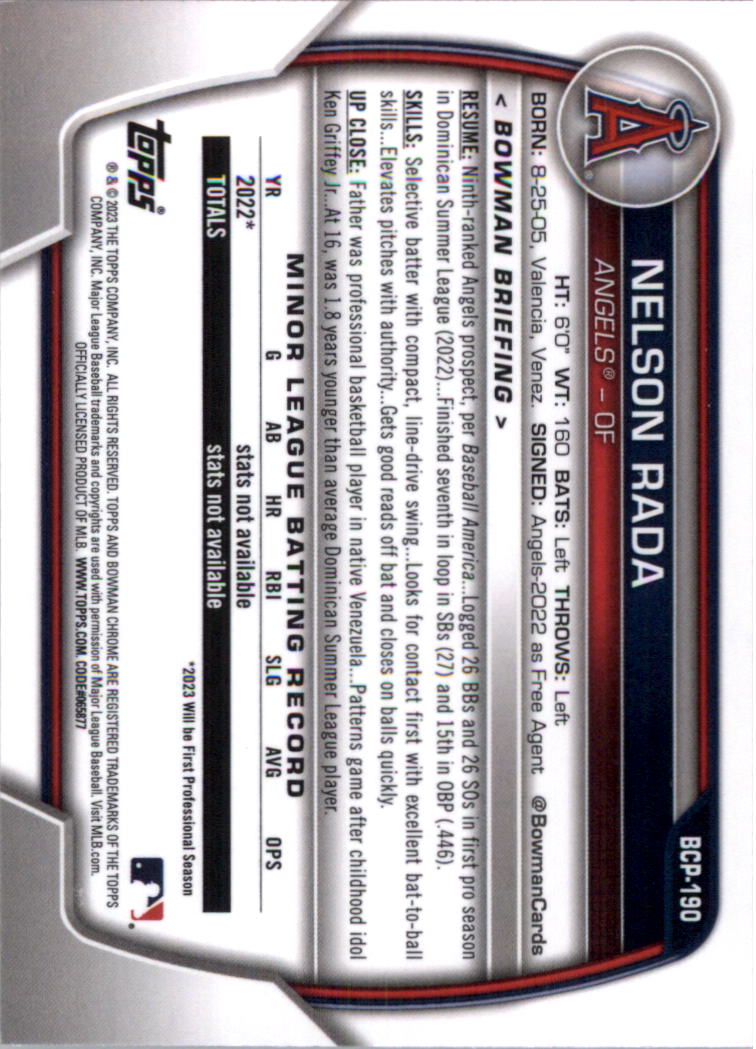 Selección de tarjeta de béisbol Bowman Chrome Prospects 2023 (base) - Imagen 324 de 438