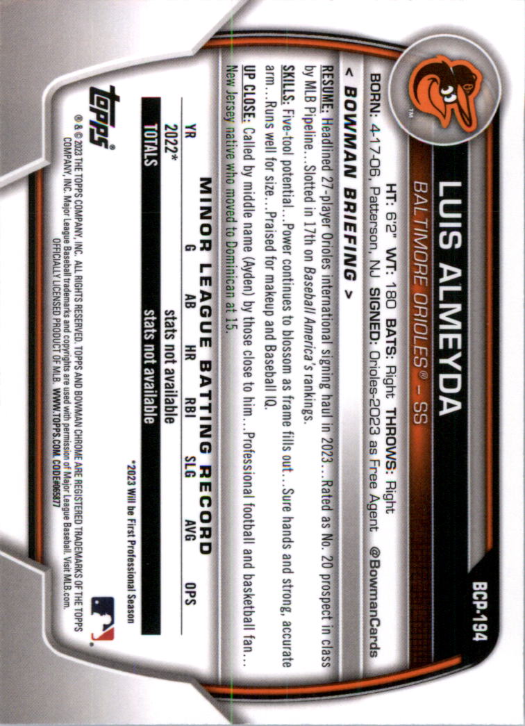 Selección de tarjeta de béisbol Bowman Chrome Prospects 2023 (base) - Imagen 332 de 438