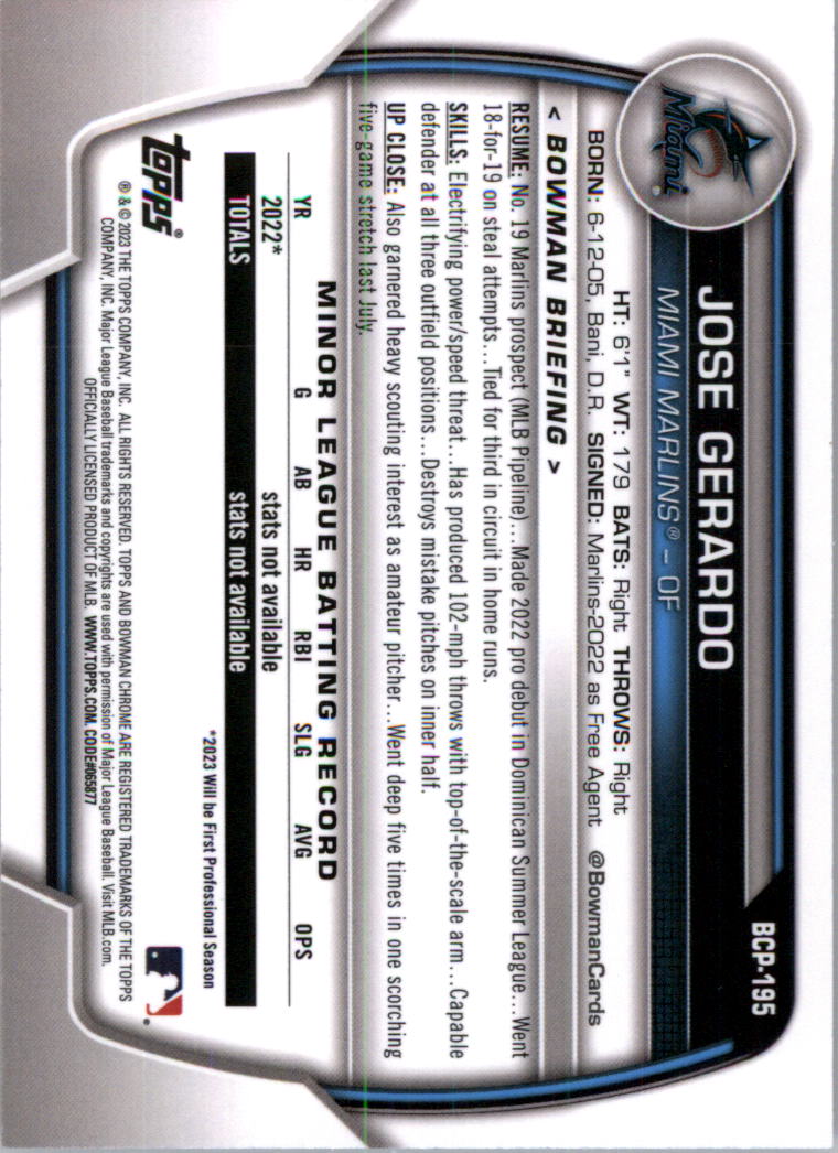 Selección de tarjeta de béisbol Bowman Chrome Prospects 2023 (base) - Imagen 334 de 438