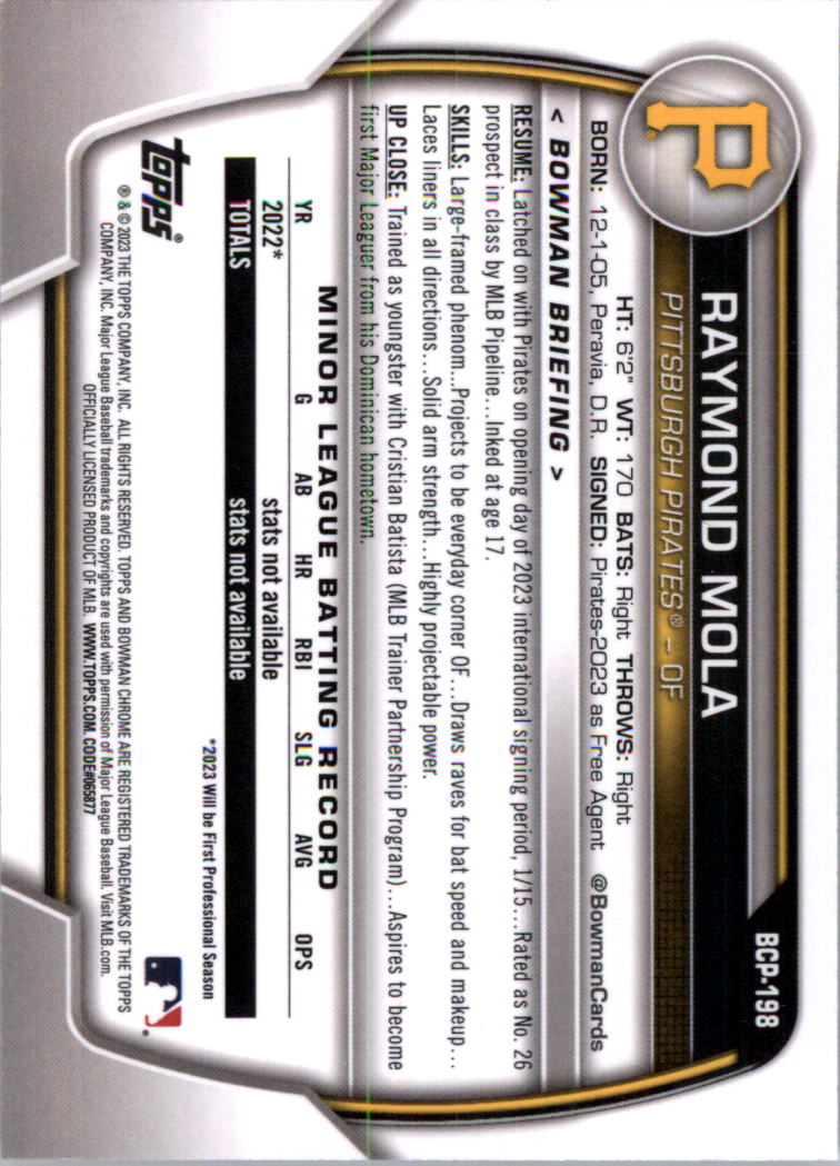 Selección de tarjeta de béisbol Bowman Chrome Prospects 2023 (base) - Imagen 340 de 438