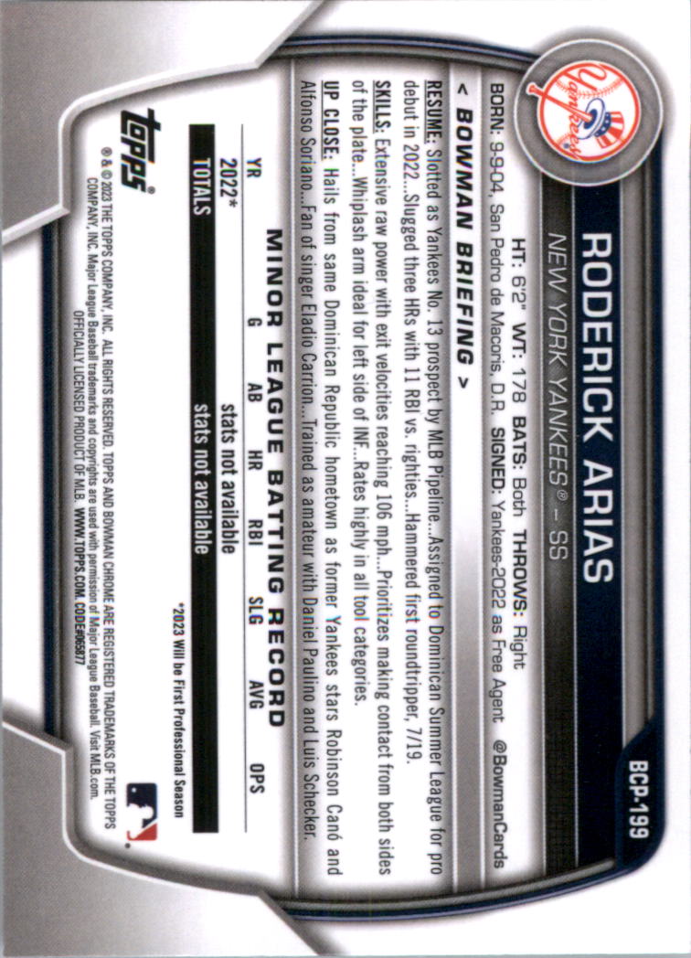 Selección de tarjeta de béisbol Bowman Chrome Prospects 2023 (base) - Imagen 342 de 438