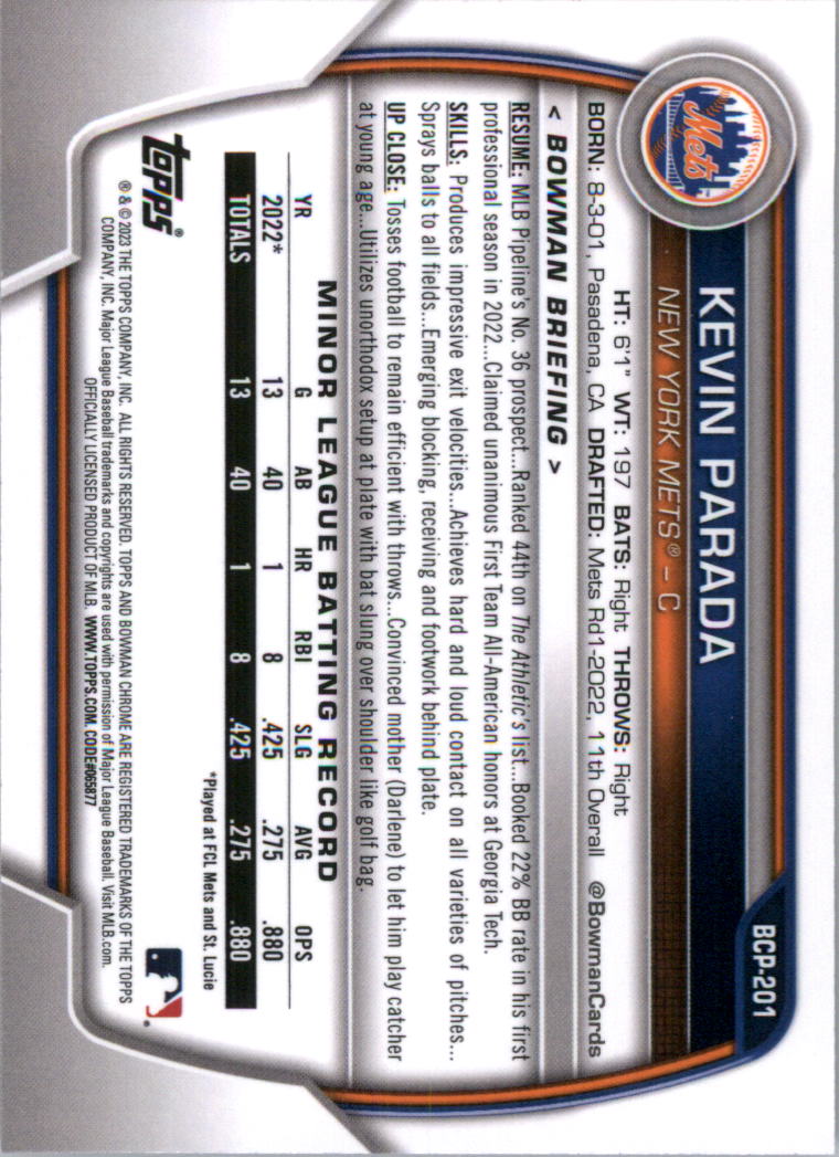Selección de tarjeta de béisbol Bowman Chrome Prospects 2023 (base) - Imagen 346 de 438