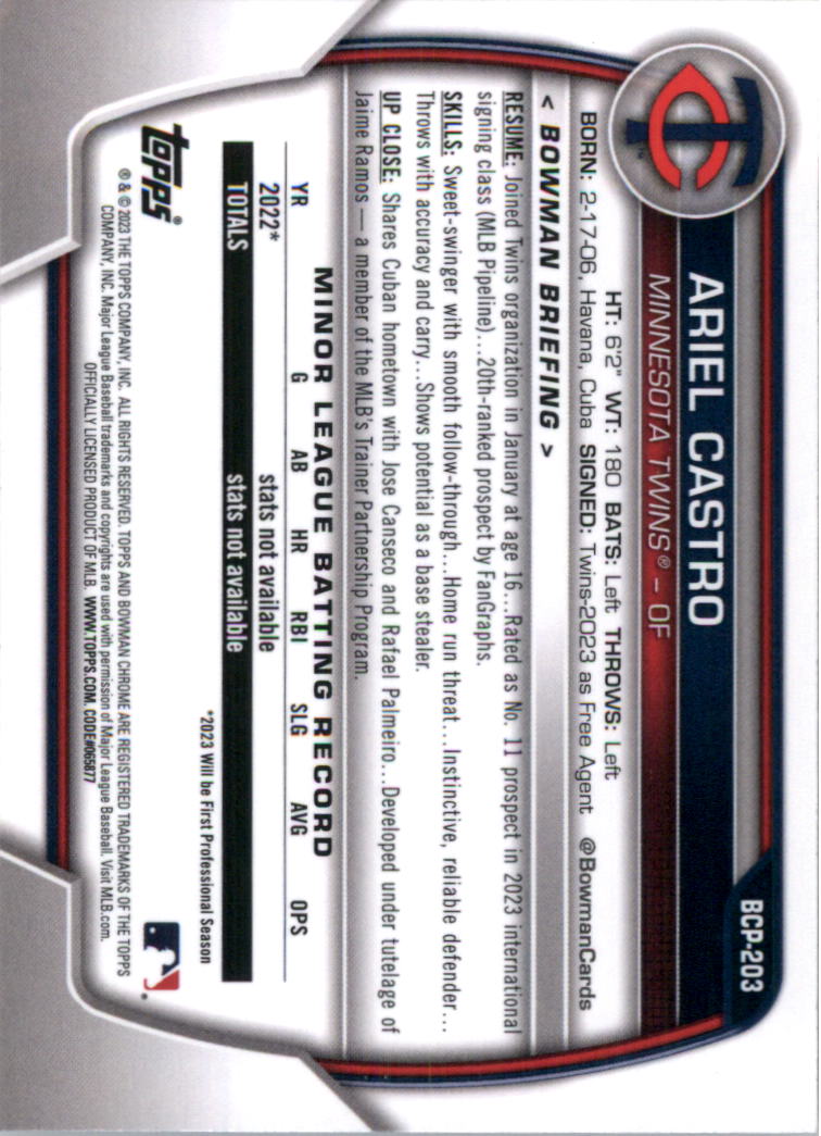 Selección de tarjeta de béisbol Bowman Chrome Prospects 2023 (base) - Imagen 350 de 438