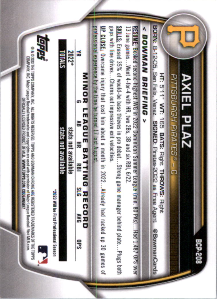 Selección de tarjeta de béisbol Bowman Chrome Prospects 2023 (base) - Imagen 358 de 438