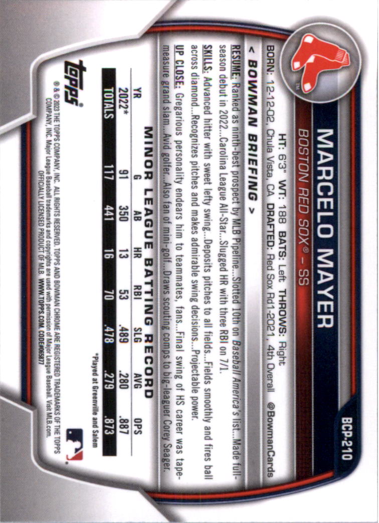Selección de tarjeta de béisbol Bowman Chrome Prospects 2023 (base) - Imagen 362 de 438