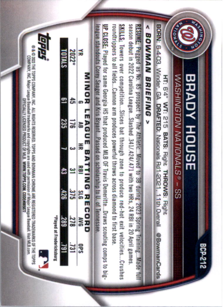 Selección de tarjeta de béisbol Bowman Chrome Prospects 2023 (base) - Imagen 366 de 438
