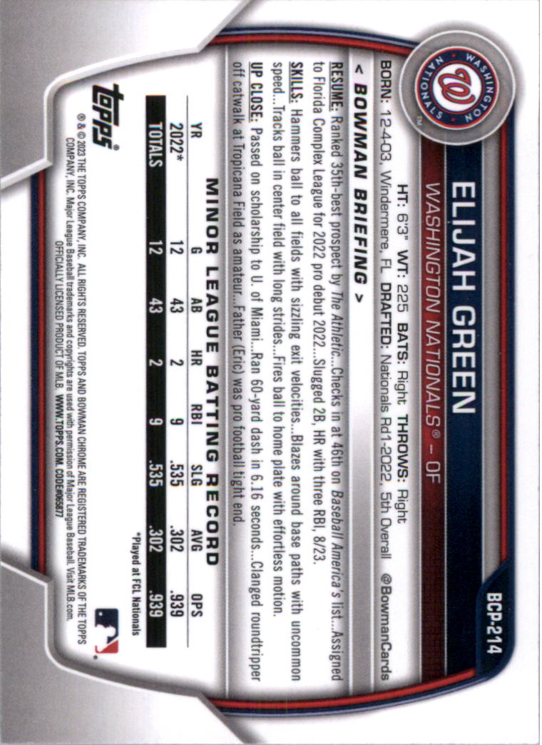 Selección de tarjeta de béisbol Bowman Chrome Prospects 2023 (base) - Imagen 370 de 438