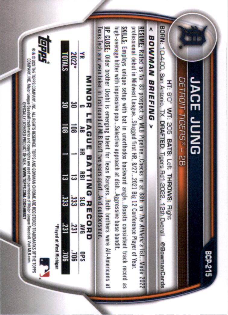 Selección de tarjeta de béisbol Bowman Chrome Prospects 2023 (base) - Imagen 372 de 438