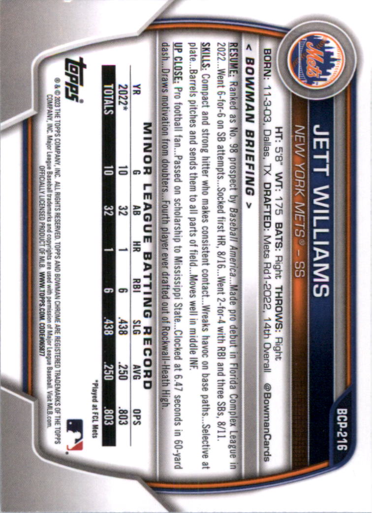 Selección de tarjeta de béisbol Bowman Chrome Prospects 2023 (base) - Imagen 374 de 438