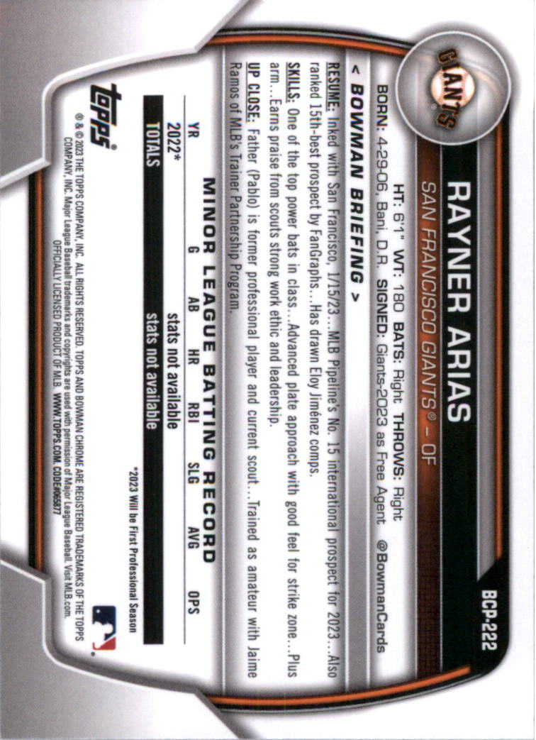 Selección de tarjeta de béisbol Bowman Chrome Prospects 2023 (base) - Imagen 384 de 438