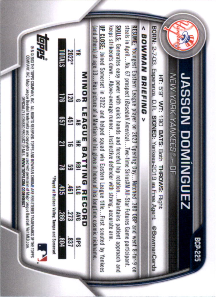 Selección de tarjeta de béisbol Bowman Chrome Prospects 2023 (base) - Imagen 390 de 438