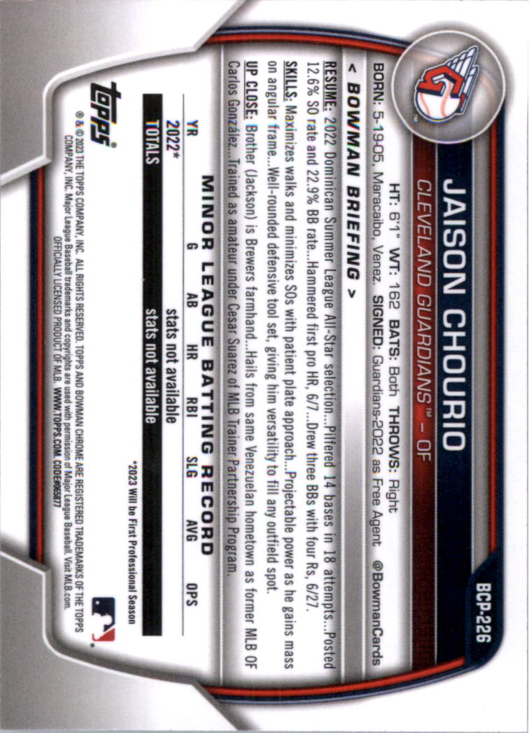 Selección de tarjeta de béisbol Bowman Chrome Prospects 2023 (base) - Imagen 392 de 438